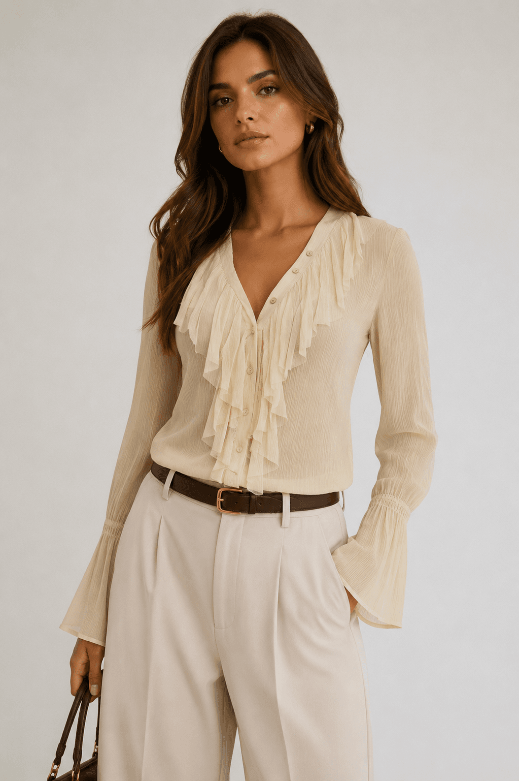 CAMISA MANGA LONGA COM TIRAS NELLY 