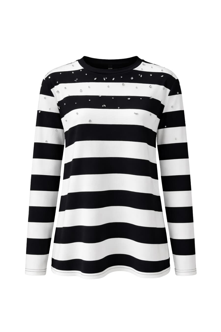 BLUSA M. LONGA COM APLICAÇAO LISTRADA