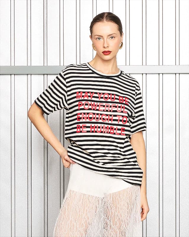 BLUSA LISTRADA ESTAMPADA