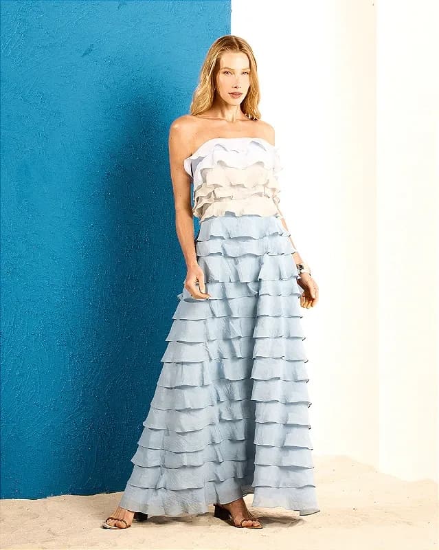 Vestido Longo Feminino em Camadas Aurora