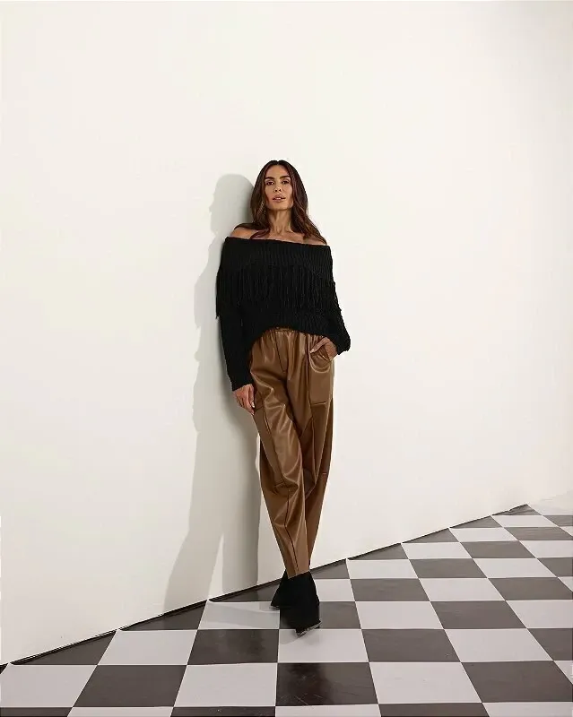 CALÇA BALLOON COURO PU MALU